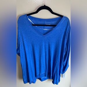 Calvin Klein Royal Blue V-Neck Long Sleeve Top